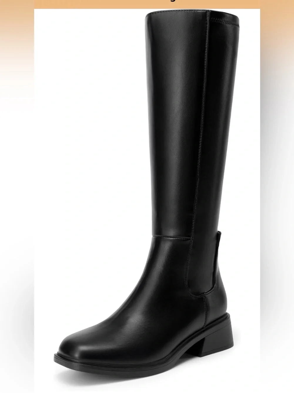 Knee High Boots Square Toe Low Block Heel Casual Comfort W/ Side Zipper 1283-1